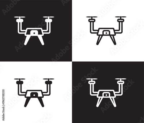 drone icon. Outline and filled drone icon from artificial intellegence collection. Thin line and Solid vectors isolated on black, white background. Editable drone symbol