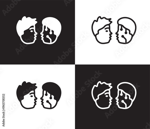 turing test icon. Outline and filled turing test icon from artificial intellegence collection. Thin line and Solid vectors isolated on black, white background. Editable turing test symbol