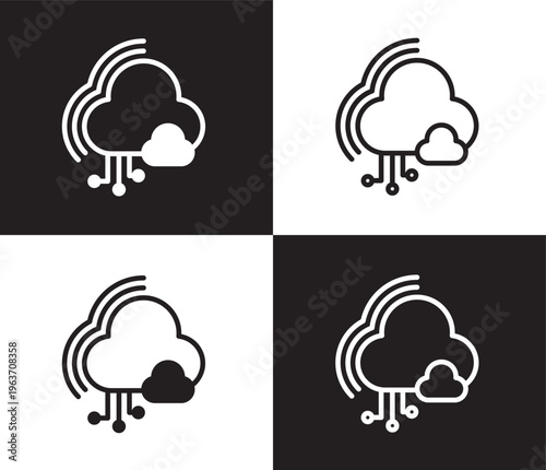 cloud computing icon. Outline and filled cloud computing icon from artificial intellegence collection. Thin line and Solid vectors isolated on black, white background. Editable cloud computing symbol