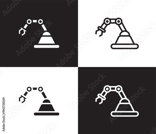 mechanical arm icon. Outline and filled mechanical arm icon from artificial intellegence collection. Thin line and Solid vectors isolated on black, white background. Editable mechanical arm symbol