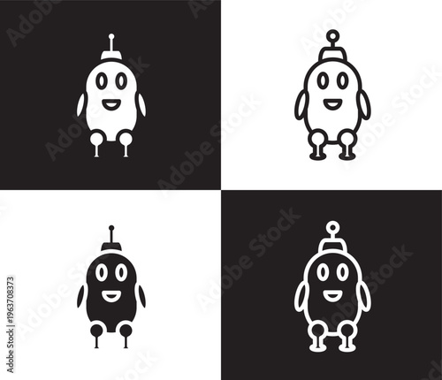 robot icon. Outline and filled robot icon from artificial intellegence collection. Thin line and Solid vectors isolated on black, white background. Editable robot symbol