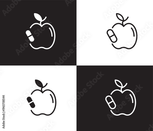 synthetic food icon. Outline and filled synthetic food icon from ai and future technology collection. Thin line and Solid vectors isolated on black, white background. Editable synthetic food symbol
