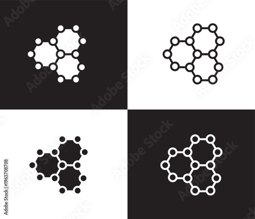 graphene icon. Outline and filled graphene icon from ai and future technology collection. Thin line and Solid vectors isolated on black, white background. Editable graphene symbol
