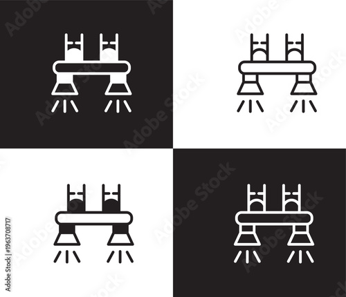 flyboard icon. Outline and filled flyboard icon from ai and future technology collection. Thin line and Solid vectors isolated on black, white background. Editable flyboard symbol