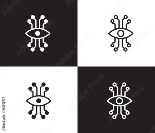 bionic eye icon. Outline and filled bionic eye icon from ai and future technology collection. Thin line and Solid vectors isolated on black, white background. Editable bionic eye symbol