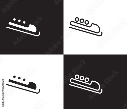 bobsleigh icon. Outline and filled bobsleigh icon from transportation collection. Thin line and Solid vectors isolated on black, white background. Editable bobsleigh symbol