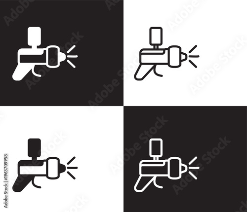 car painting icon. Outline and filled car painting icon from transportation collection. Thin line and Solid vectors isolated on black, white background. Editable car painting symbol