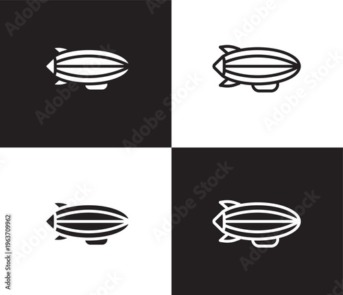 blimp icon. Outline and filled blimp icon from transportation collection. Thin line and Solid vectors isolated on black, white background. Editable blimp symbol