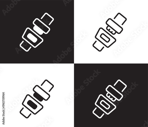 seatbelt icon. Outline and filled seatbelt icon from transportation collection. Thin line and Solid vectors isolated on black, white background. Editable seatbelt symbol