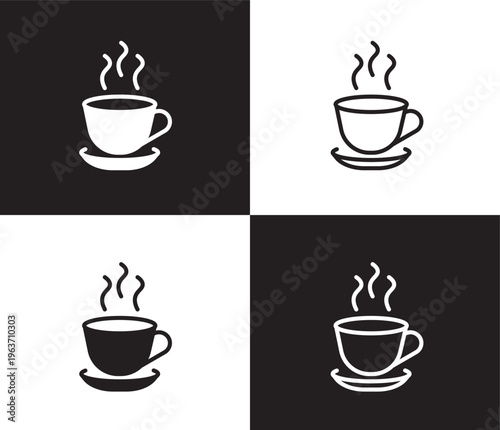 cup of hot coffee icon. Outline and filled cup of hot coffee icon from tools and utensils collection. Outline vector. Editable cup of hot coffee symbol