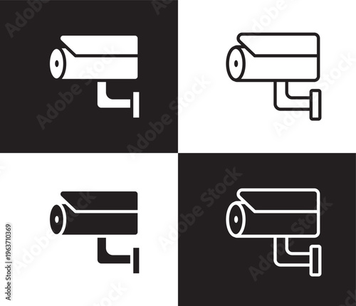 security cam icon. Outline and filled security cam icon from technology collection. Thin line and Solid vectors isolated on black, white background. Editable security cam symbol