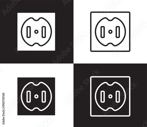 round socket icon. Outline and filled round socket icon from technology collection. Thin line and Solid vectors isolated on black, white background. Editable round socket symbol