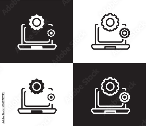 services icon. Outline and filled services icon from technology collection. Thin line and Solid vectors isolated on black, white background. Editable services symbol
