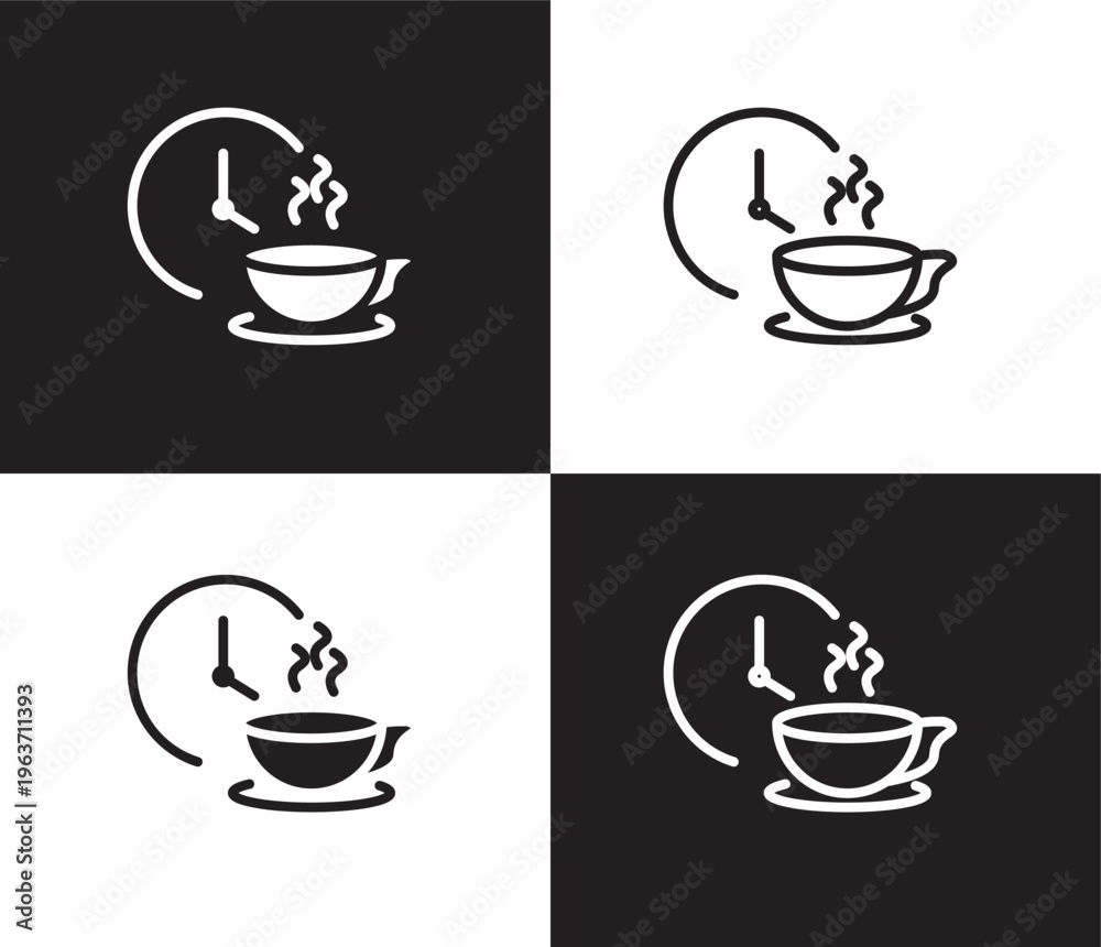 Fototapeta premium coffee break icon. Outline and filled coffee break icon from startup and strategy collection. Thin line and Solid vectors isolated on black, white background. Editable coffee break symbol