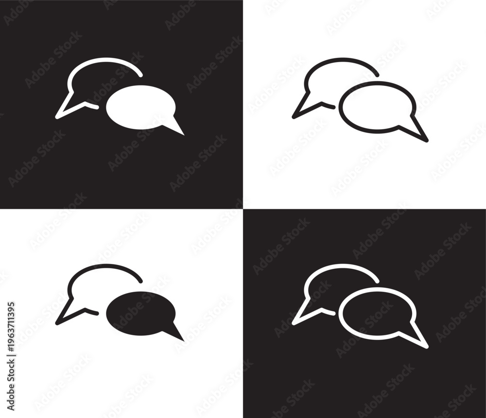 Fototapeta premium discussion icon. Outline and filled discussion icon from startup and strategy collection. Thin line and Solid vectors isolated on black, white background. Editable discussion symbol