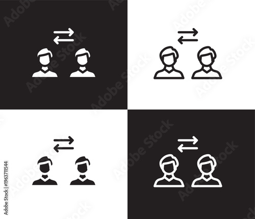 exchanging icon. Outline and filled exchanging icon from startup and strategy collection. Thin line and Solid vectors isolated on black, white background. Editable exchanging symbol