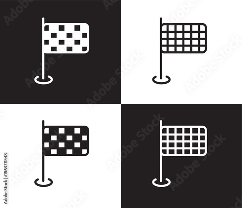 finish flag icon. Outline and filled finish flag icon from startup and strategy collection. Thin line and Solid vectors isolated on black, white background. Editable finish flag symbol
