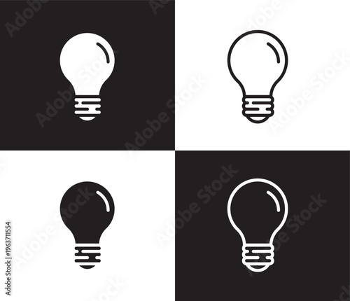 bulb icon. Outline and filled bulb icon from startup and strategy collection. Thin line and Solid vectors isolated on black, white background. Editable bulb symbol