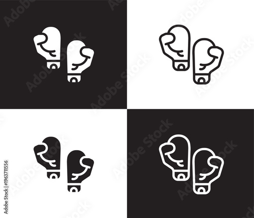 two boxing gloves icon. Outline and filled two boxing gloves icon from sport and game collection. Thin line and Solid vectors isolated on black, white background. Editable two boxing gloves symbol