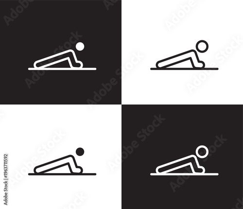 man doing pushups icon. Outline and filled man doing pushups icon from sport and game collection. Thin line and Solid vectors isolated on black, white background. Editable man doing pushups symbol