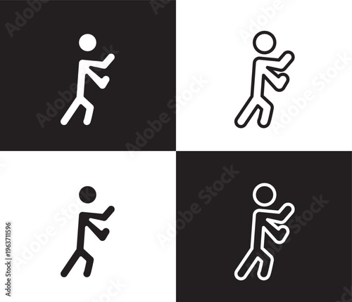 man punching icon. Outline and filled man punching icon from sport and game collection. Thin line and Solid vectors isolated on black, white background. Editable man punching symbol