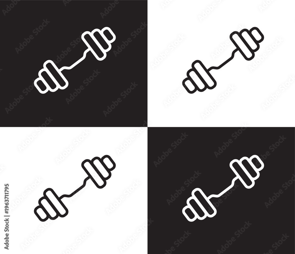 Fototapeta premium weighted bars icon. Outline and filled weighted bars icon from sport and game collection. Thin line and Solid vectors isolated on black, white background. Editable weighted bars symbol