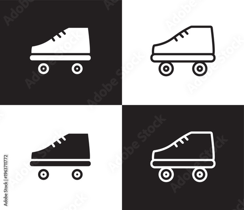 roller skate icon. Outline and filled roller skate icon from sport and game collection. Thin line and Solid vectors isolated on black, white background. Editable roller skate symbol