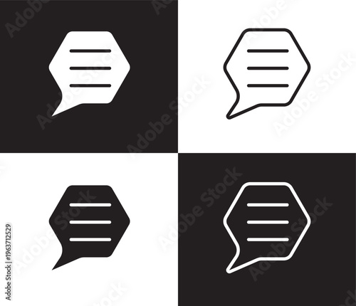 chat box icon. Outline and filled chat box icon from social media marketing collection. Thin line and Solid vectors isolated on black, white background. Editable chat box symbol