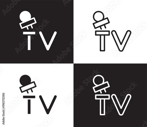 mass media icon. Outline and filled mass media icon from social media marketing collection. Thin line and Solid vectors isolated on black, white background. Editable mass media symbol