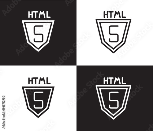 html5 icon. Outline and filled html5 icon from information technology collection. Thin line and Solid vectors isolated on black, white background. Editable html5 symbol