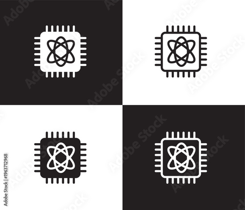 computing icon. Outline and filled computing icon from information technology collection. Thin line and Solid vectors isolated on black, white background. Editable computing symbol