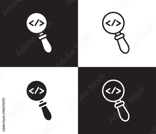 code review icon. Outline and filled code review icon from information technology collection. Thin line and Solid vectors isolated on black, white background. Editable code review symbol