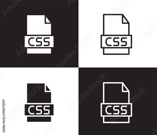 css file format icon. Outline and filled css file format icon from information technology collection. Thin line and Solid vectors isolated on black, white background. Editable css file format symbol