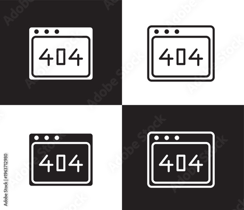 404 error icon. Outline and filled 404 error icon from information technology collection. Thin line and Solid vectors isolated on black, white background. Editable 404 error symbol