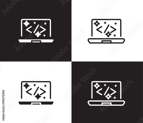 clean code icon. Outline and filled clean code icon from information technology collection. Thin line and Solid vectors isolated on black, white background. Editable clean code symbol