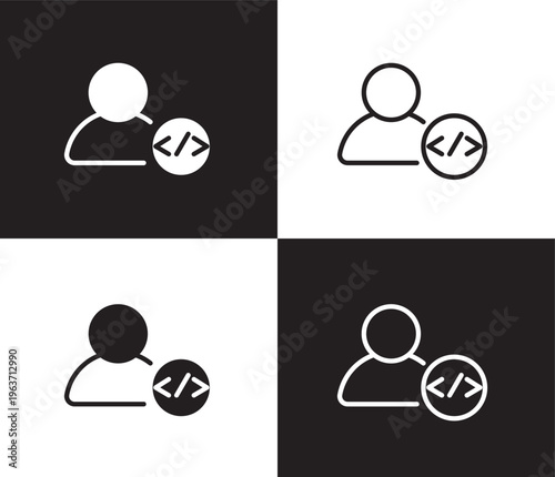 developer icon. Outline and filled developer icon from information technology collection. Thin line and Solid vectors isolated on black, white background. Editable developer symbol