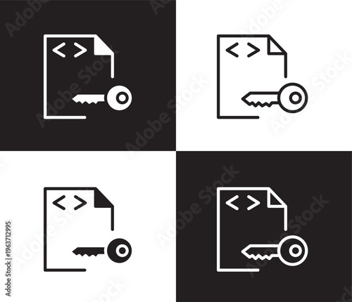 encripted file icon. Outline and filled encripted file icon from information technology collection. Thin line and Solid vectors isolated on black, white background. Editable encripted file symbol