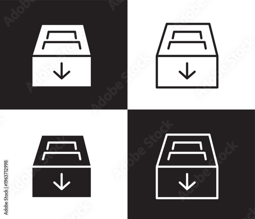 archive icon. Outline and filled archive icon from information technology collection. Thin line and Solid vectors isolated on black, white background. Editable archive symbol