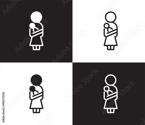 mother and baby icon. Outline and filled mother and baby icon from people and relation collection. Outline vector. Editable mother and baby symbol