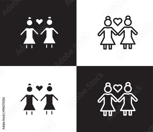 lesbian couple icon. Outline and filled lesbian couple icon from people and relation collection. Outline vector. Editable lesbian couple symbol