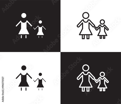 mother and daughter icon. Outline and filled mother and daughter icon from people and relation collection. Outline vector. Editable mother and daughter symbol