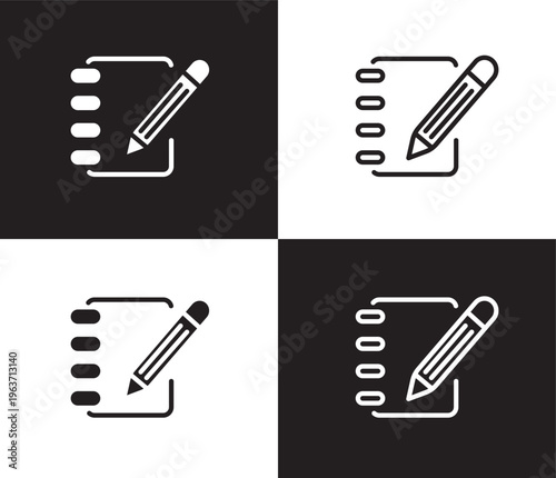pencil and notebook icon. Outline and filled pencil and notebook icon from people and relation collection. Outline vector. Editable pencil and notebook symbol
