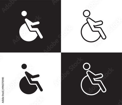 handicapped sign icon. Outline and filled handicapped sign icon from people and relation collection. Outline vector. Editable handicapped sign symbol