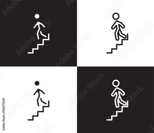 downstairs icon. Outline and filled downstairs icon from people and relation collection. Outline vector. Editable downstairs symbol