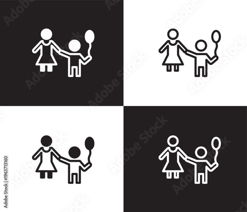 babysitter and child icon. Outline and filled babysitter and child icon from people and relation collection. Outline vector. Editable babysitter and child symbol