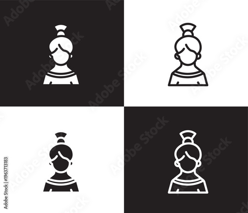 spanish woman icon. Outline and filled spanish woman icon from people and relation collection. Outline vector. Editable spanish woman symbol