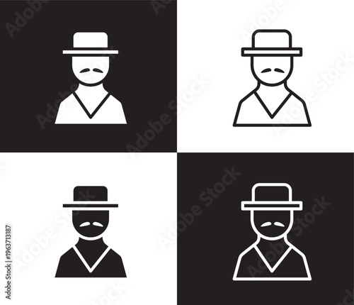 spanish man icon. Outline and filled spanish man icon from people and relation collection. Outline vector. Editable spanish man symbol
