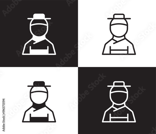 korean icon. Outline and filled korean icon from people and relation collection. Outline vector. Editable korean symbol