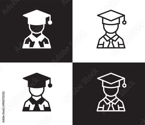 graduated student icon. Outline and filled graduated student icon from people and relation collection. Outline vector. Editable graduated student symbol