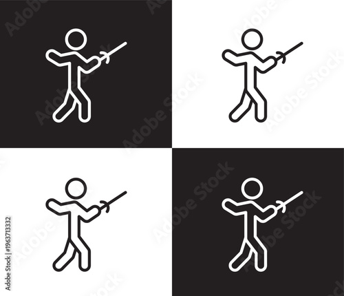 fencing attack icon. Outline and filled fencing attack icon from people and relation collection. Outline vector. Editable fencing attack symbol